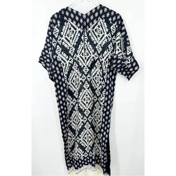 NEW Tory Burch Beatrice Dress Tapestry Geo Caftan Fringe Size 4 B473 - Picture 3 of 7